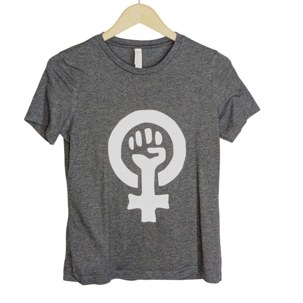 Women's Rights Power Logo T Shirt Size S Gray White Bella Canvas Protest March